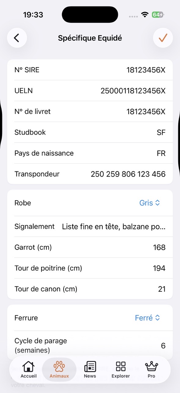 Rubrique Spécifique Equidé