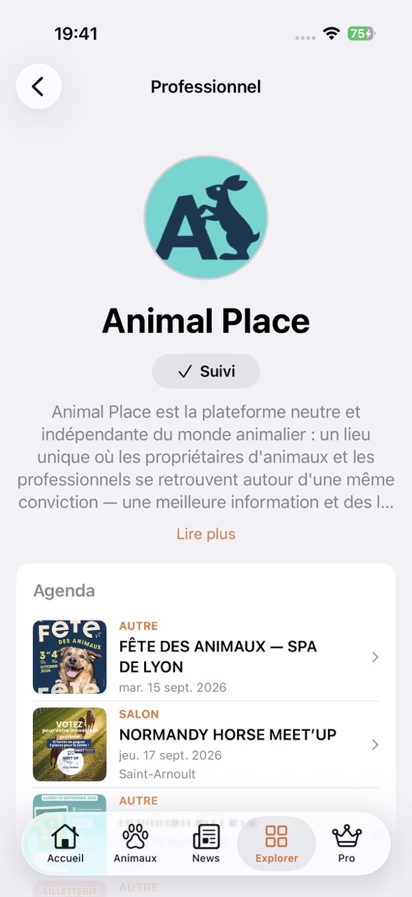 Page professionnelle dans l'annuaire